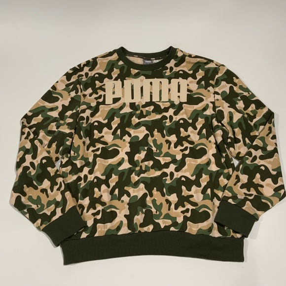 Men’s PUMA Sz L Rebel Camo Crew Sweatshirt - Picture 2 of 8